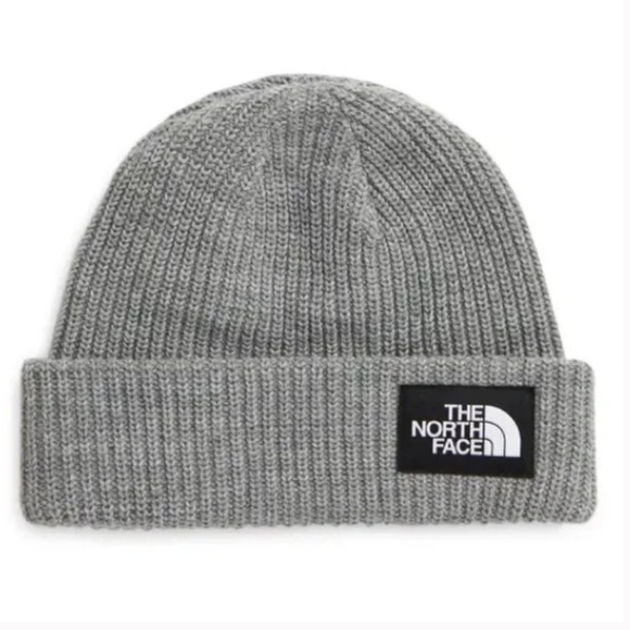 The North Face Accessories - The North Face Salty Dog Ribbed Knit Beanie Hat In Tnf Light Grey Heather NWT